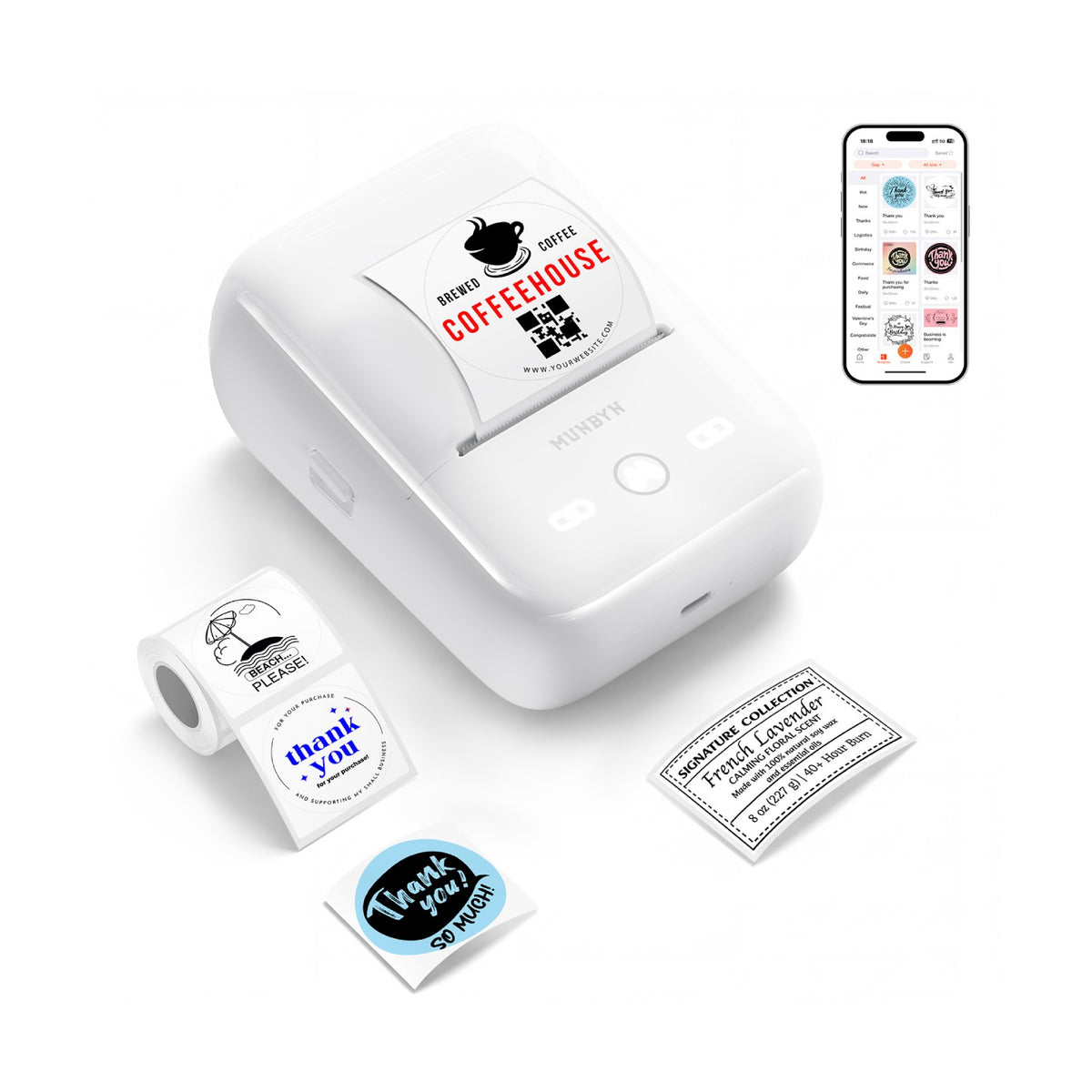 MUNBYN FM226 Bluetooth Portable Label Maker for Home and Small Labels