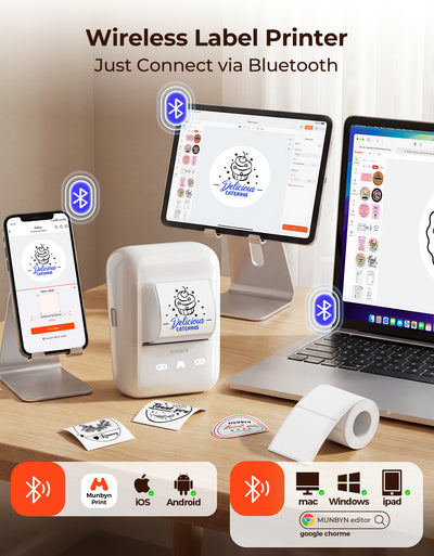 MUNBYN FM226 Bluetooth Portable Label Maker for Home and Small Labels