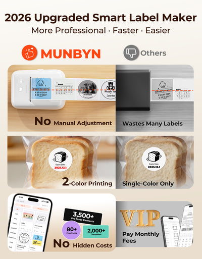 MUNBYN FM226 Bluetooth Portable Label Maker for Home and Small Labels