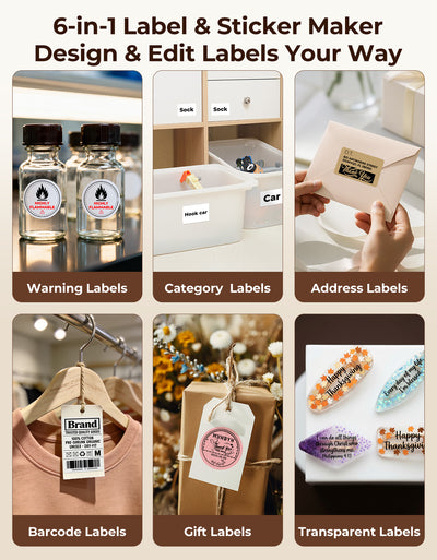 MUNBYN FM226 Bluetooth Portable Label Maker for Home and Small Labels