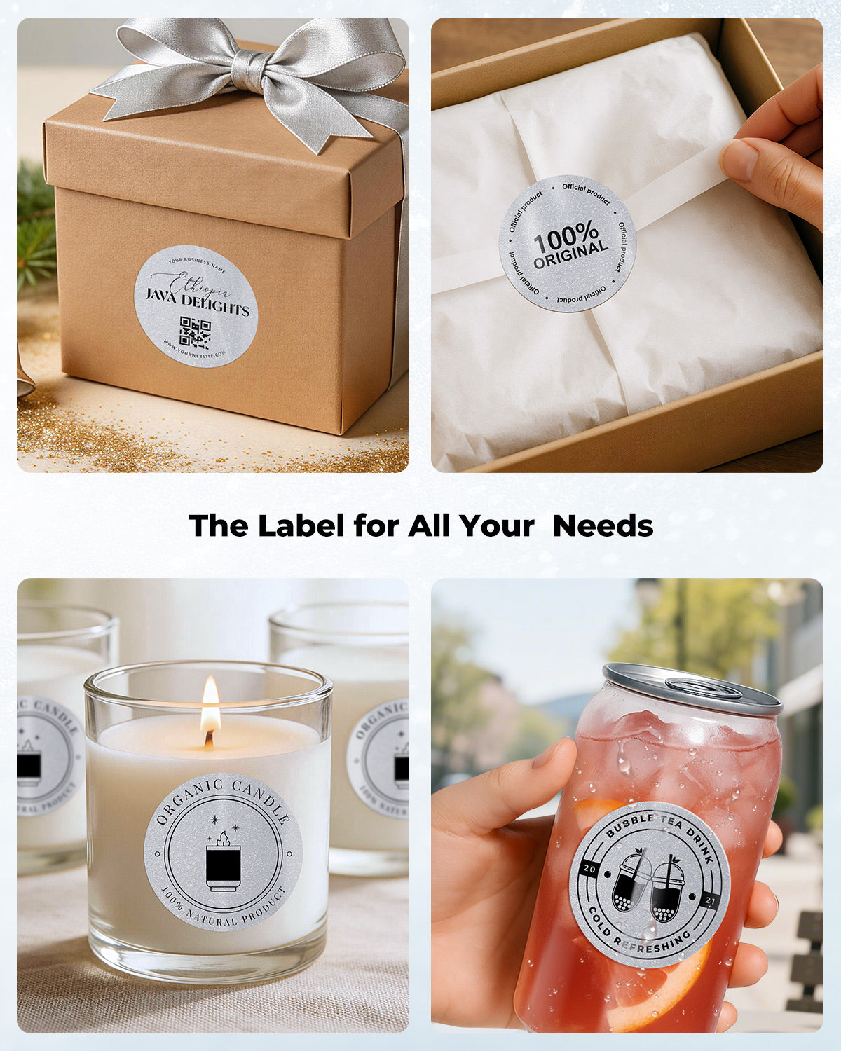 MUNBYN 2" Glitter Round Thermal Labels (100/Roll)