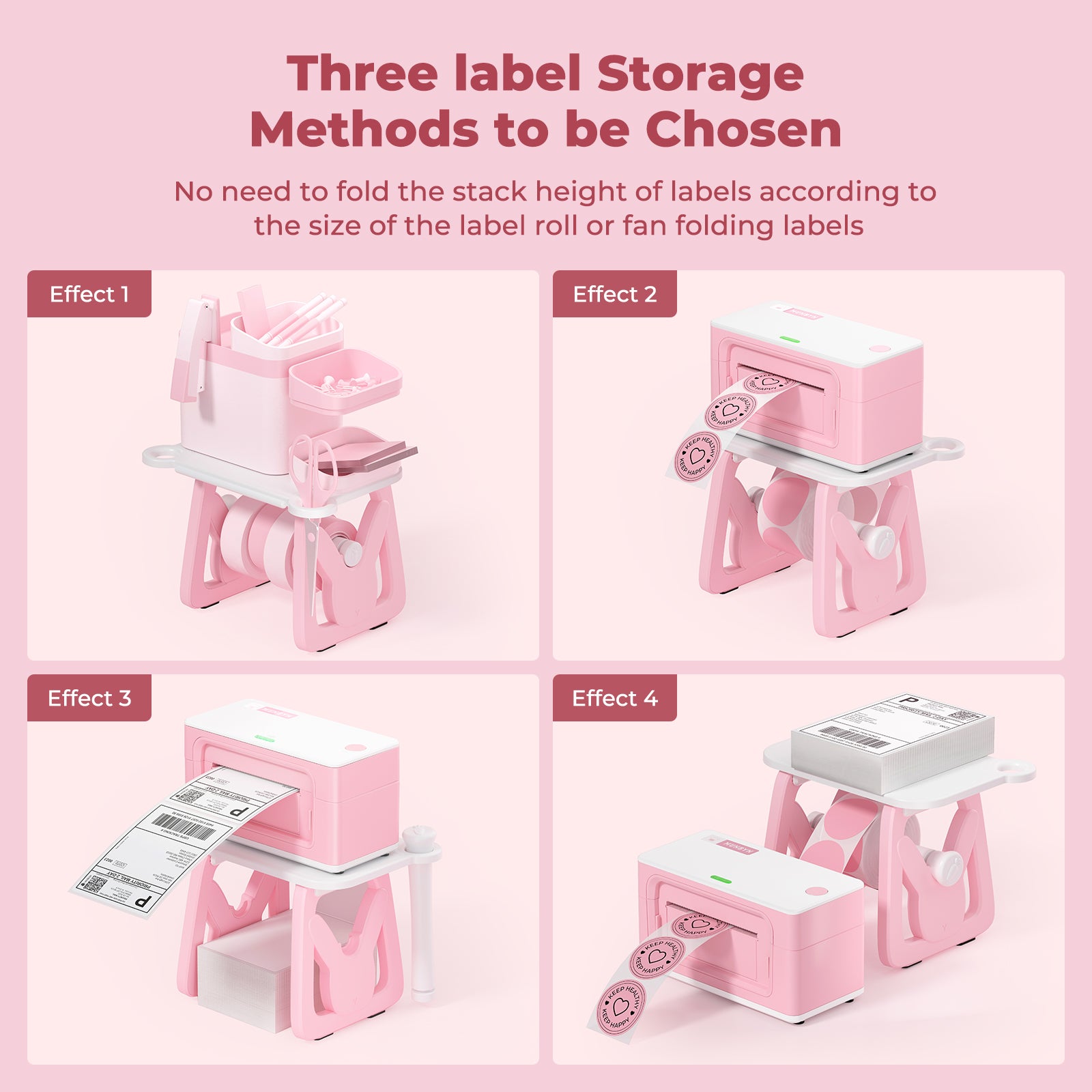 MUNBYN 3-in-1 Pink Label Holder