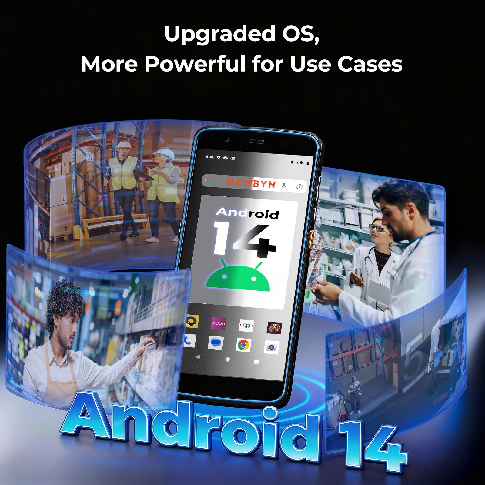 MUNBYN IPDA089Pro barcode scanner with ergonomic design and handheld operation, ideal for retail and inventory management.