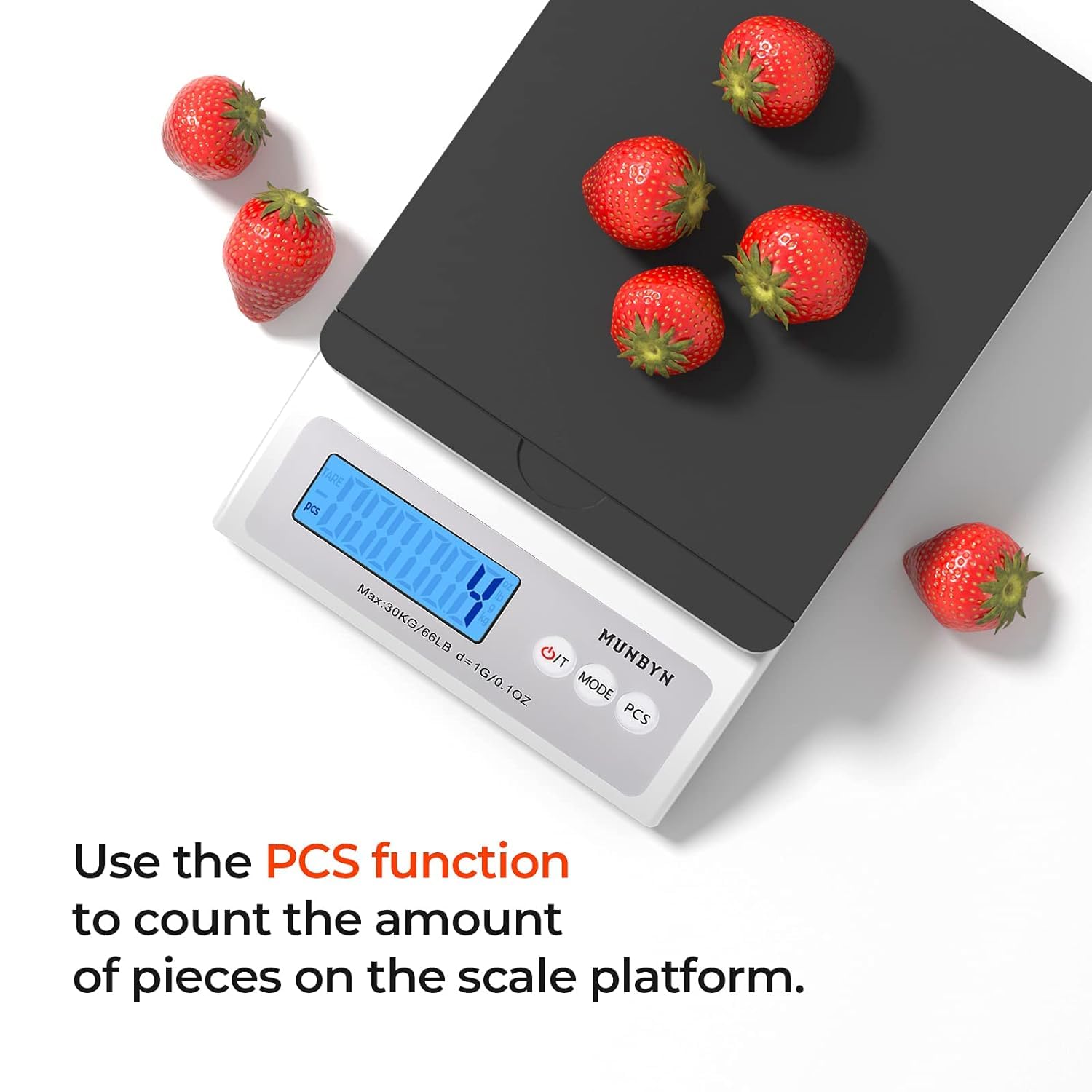 MUNBYN IPS01 postal scale label printer accessory in black, showing the compact device with digital display and connection ports.