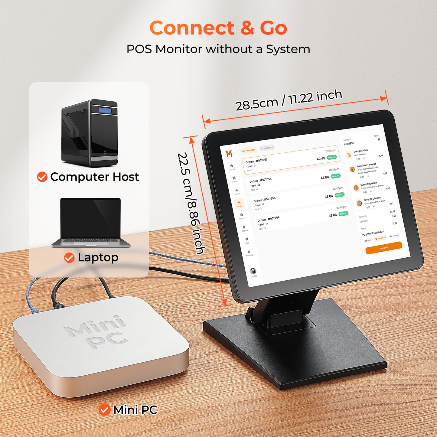 MUNBYN IPTS004 12-inch LED POS Touchscreen Monitor