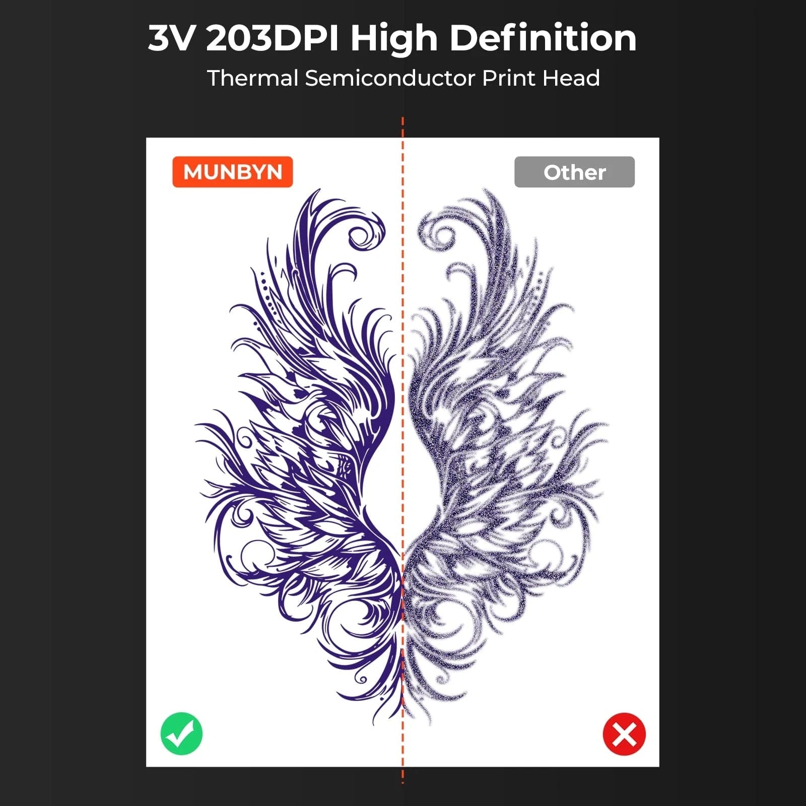 Achieve precise 203 DPI resolution for sharper, clearer designs. Connect via Bluetooth for mobile devices or USB for computers.