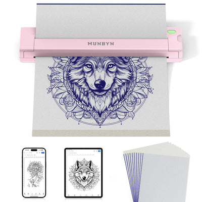 MUNBYN ITP05S Tattoo Stencil Bluetooth Thermal Printer with 20 Sheets Transfer Paper