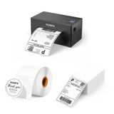 MUNBYN RealWriter 130B thermal label printer kit with black printer and accessories for high-quality label printing.