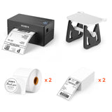MUNBYN RealWriter 130B thermal label printer kit with black printer and accessories for printing labels.