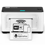 MUNBYN RealWriter 941AP thermal label printer with compact design and paper roll, ideal for shipping and barcode labels.