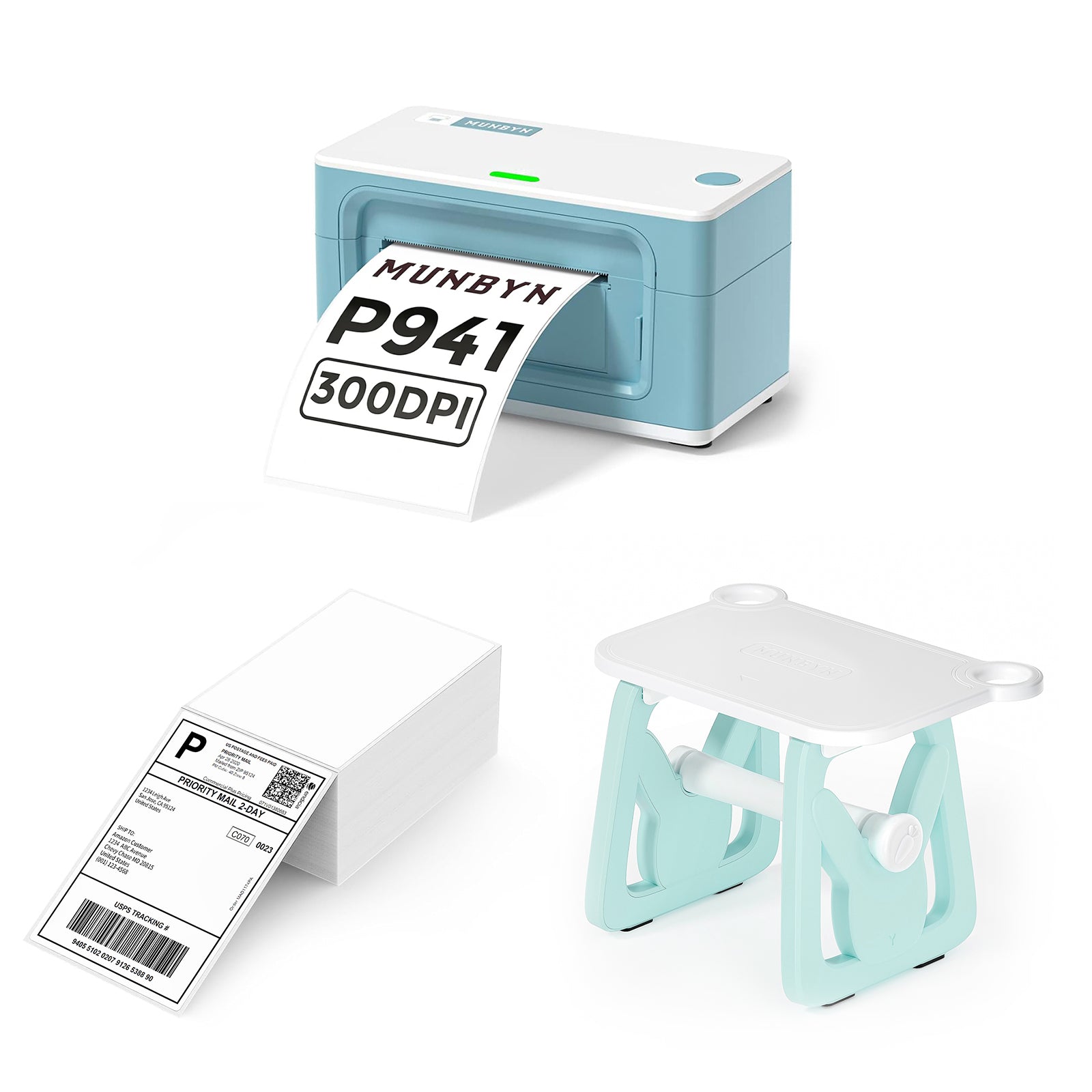 MUNBYN Bluetooth Thermal Label Printer ITPP941BP 300DPI Kit