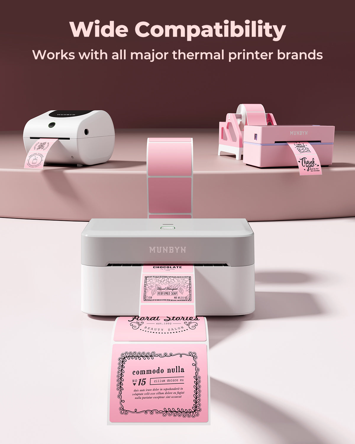 MUNBYN 2"x2" Generic Square Series Thermal Labels (750/Roll)