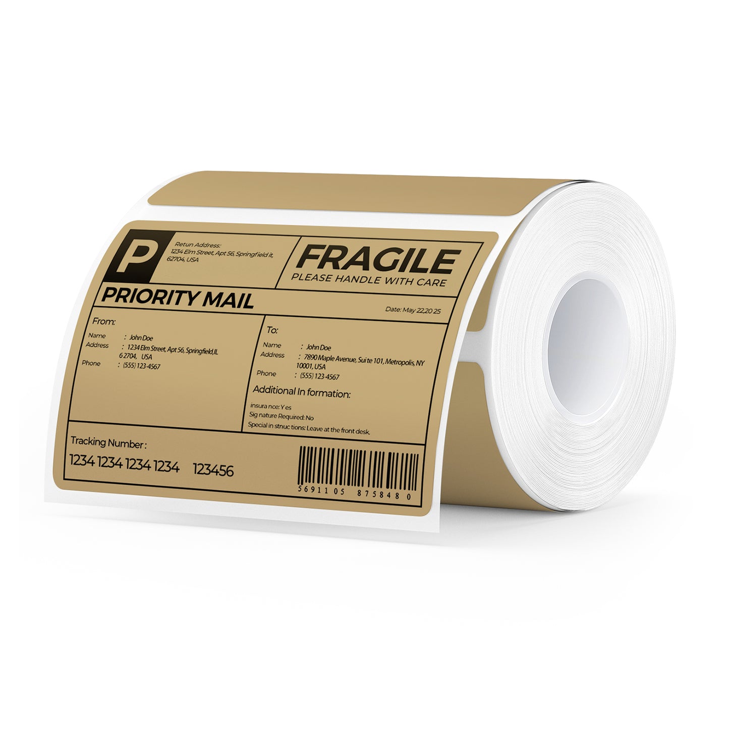 Munbyn 4"x3" Generic Rectangle Series Thermal Labels (500/Roll)