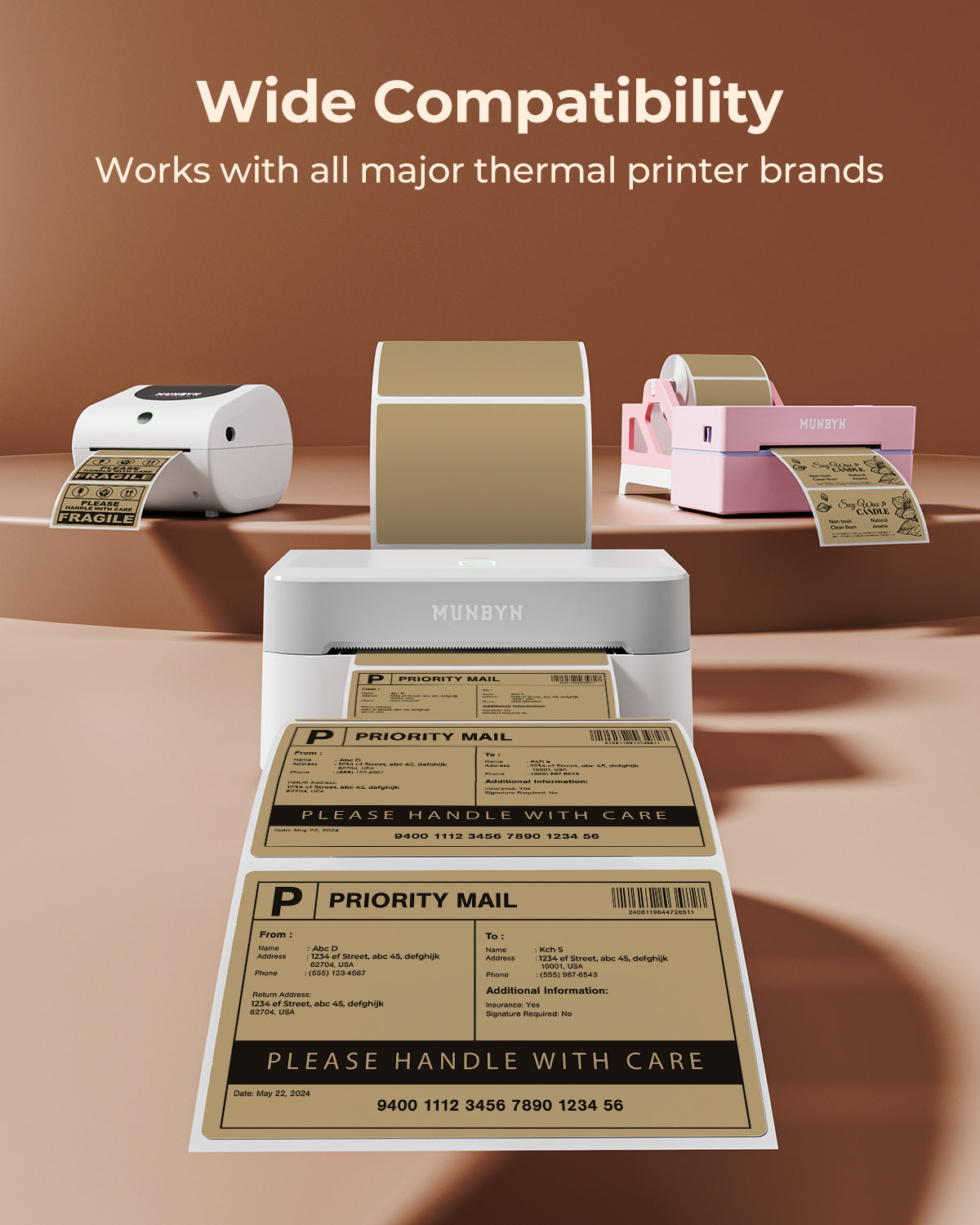 Munbyn 4"x3" Generic Rectangle Series Thermal Labels (500/Roll)