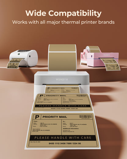 Munbyn 4"x3" Generic Rectangle Series Thermal Labels (500/Roll)