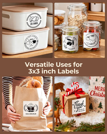 MUNBYN 3"x3" Generic Square Series Thermal Labels (500/Roll)