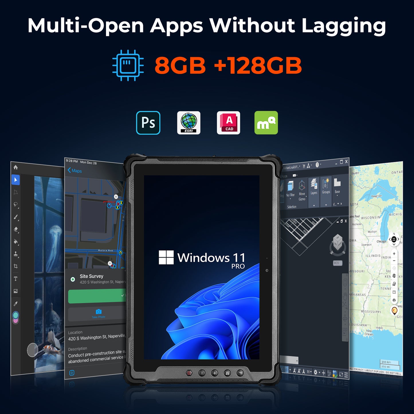 MUNBYN IRT12 Windows 11 Pro Wi-Fi 6 1000nit Rugged Windows Tablet