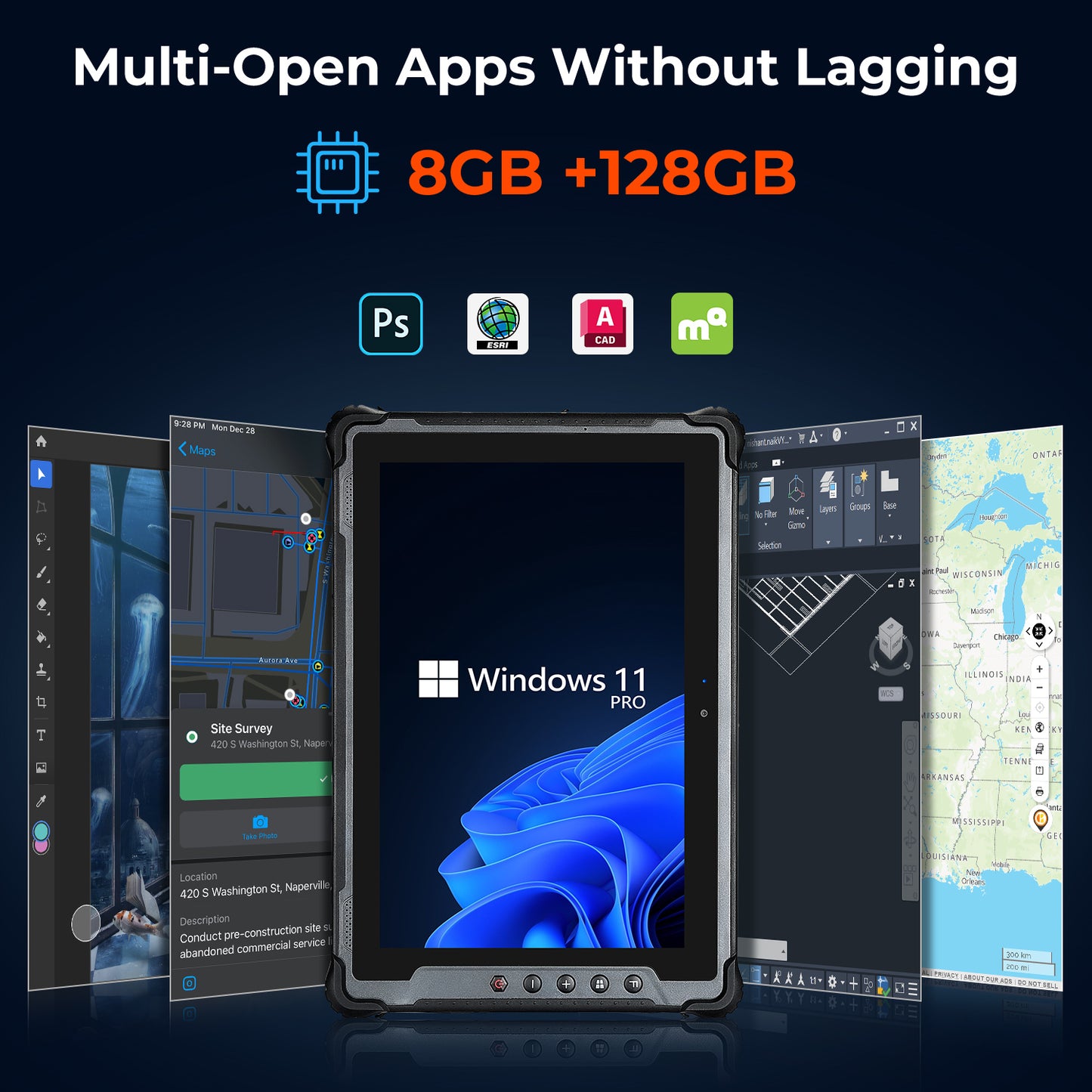 MUNBYN IRT12 Windows 11 Pro Wi-Fi 6 1000nit Rugged Windows Tablet