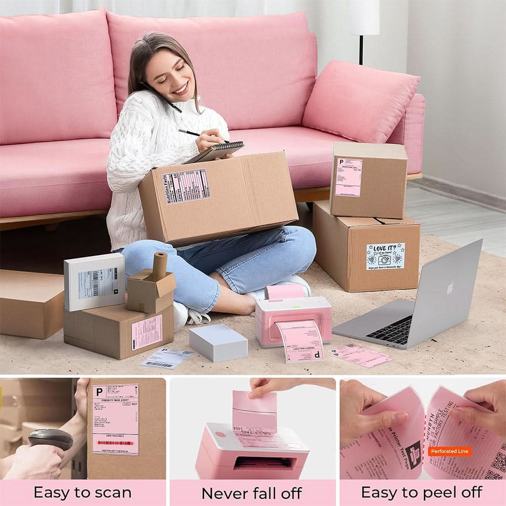 MUNBYN RealWriter 403B Bluetooth Printer & 4x6 Fanfold Labels Candle Shipping Starter Kit