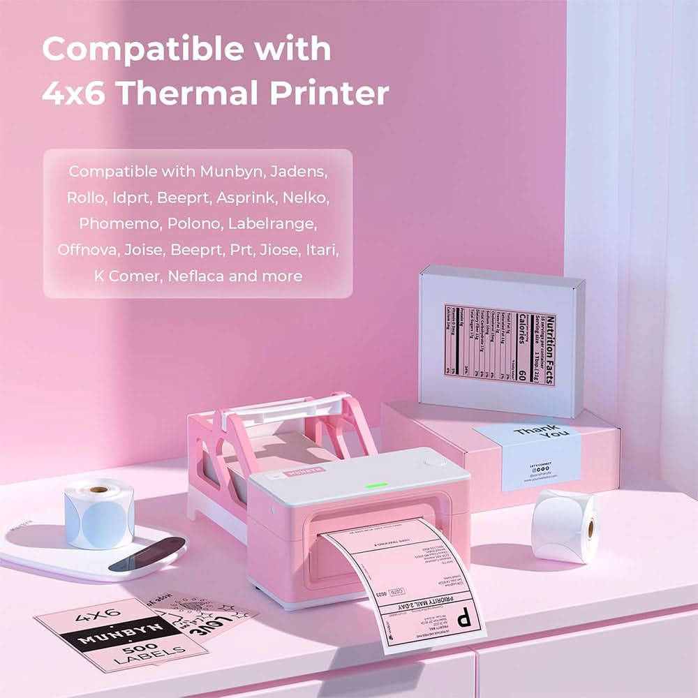 MUNBYN RealWriter 403B Bluetooth Printer & 4x6 Fanfold Labels Candle Shipping Starter Kit