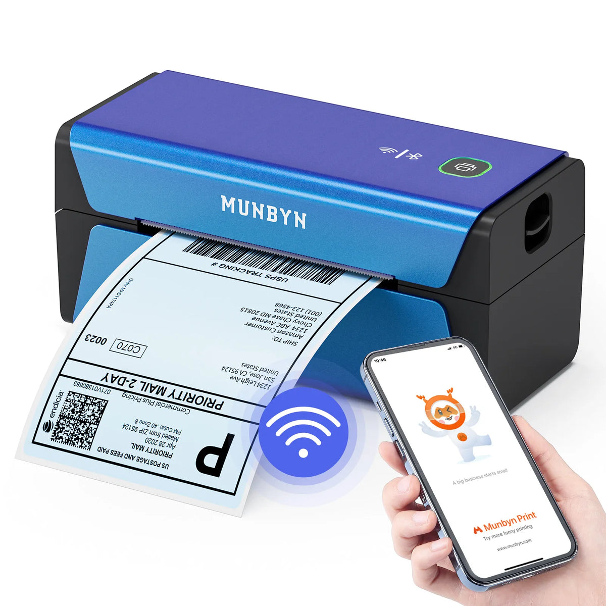 MUNBYN Voice Controlled Wireless Thermal Label Printer P44S