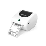 MUNBYN RealWriter 411B thermal label printer with white body and paper feed, designed for printing shipping labels and receipts.