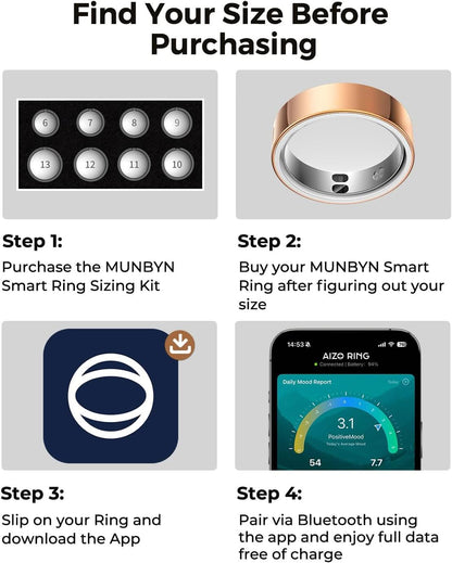 MUNBYN Smart Ring Sizing Kit - Find Your Comfortable Fit Before Purchase Designed for MUNBYN Smart Ring