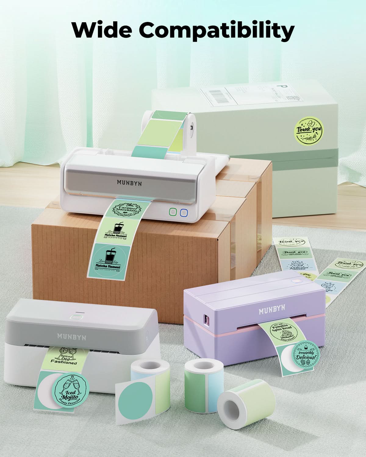 MUNBYN 2" Macaron Round Thermal Labels for Product and Packaging Stickers