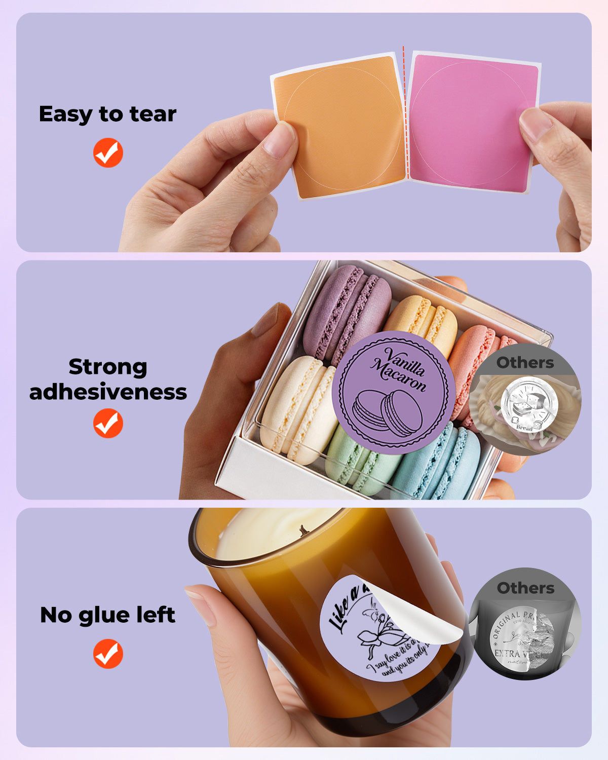 MUNBYN 2" Macaron Round Thermal Labels for Product and Packaging Stickers