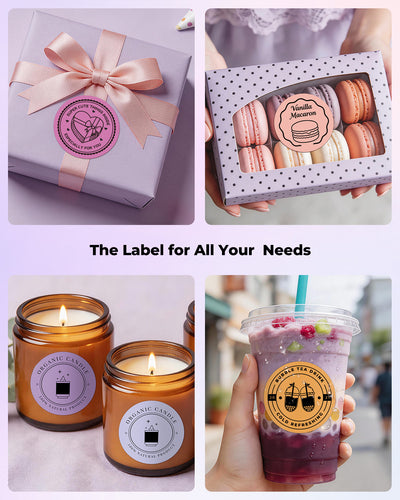 MUNBYN 2" Macaron Round Thermal Labels for Product and Packaging Stickers