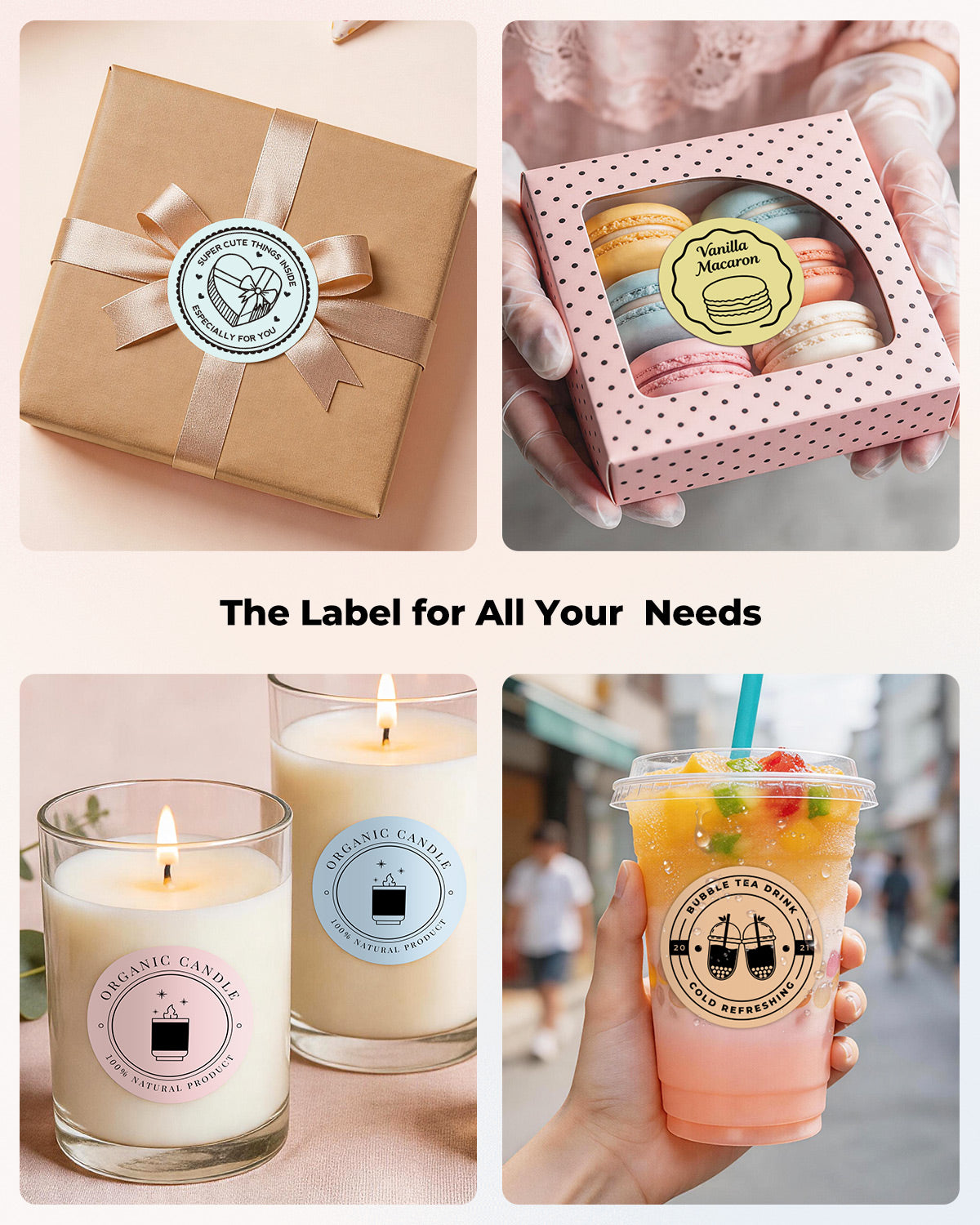 MUNBYN 2" Macaron Round Thermal Labels for Product and Packaging Stickers
