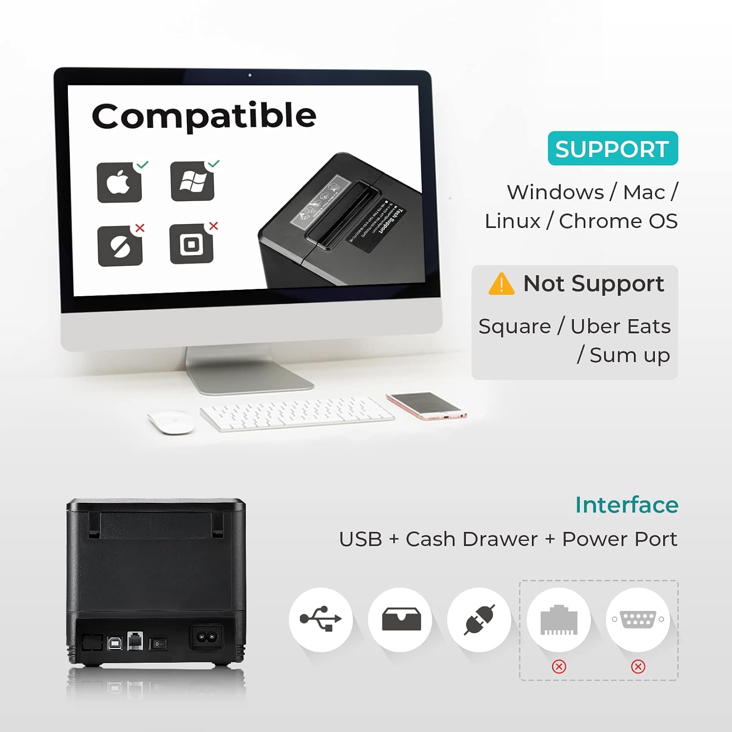 MUNBYN P098 compatibility and interface diagram