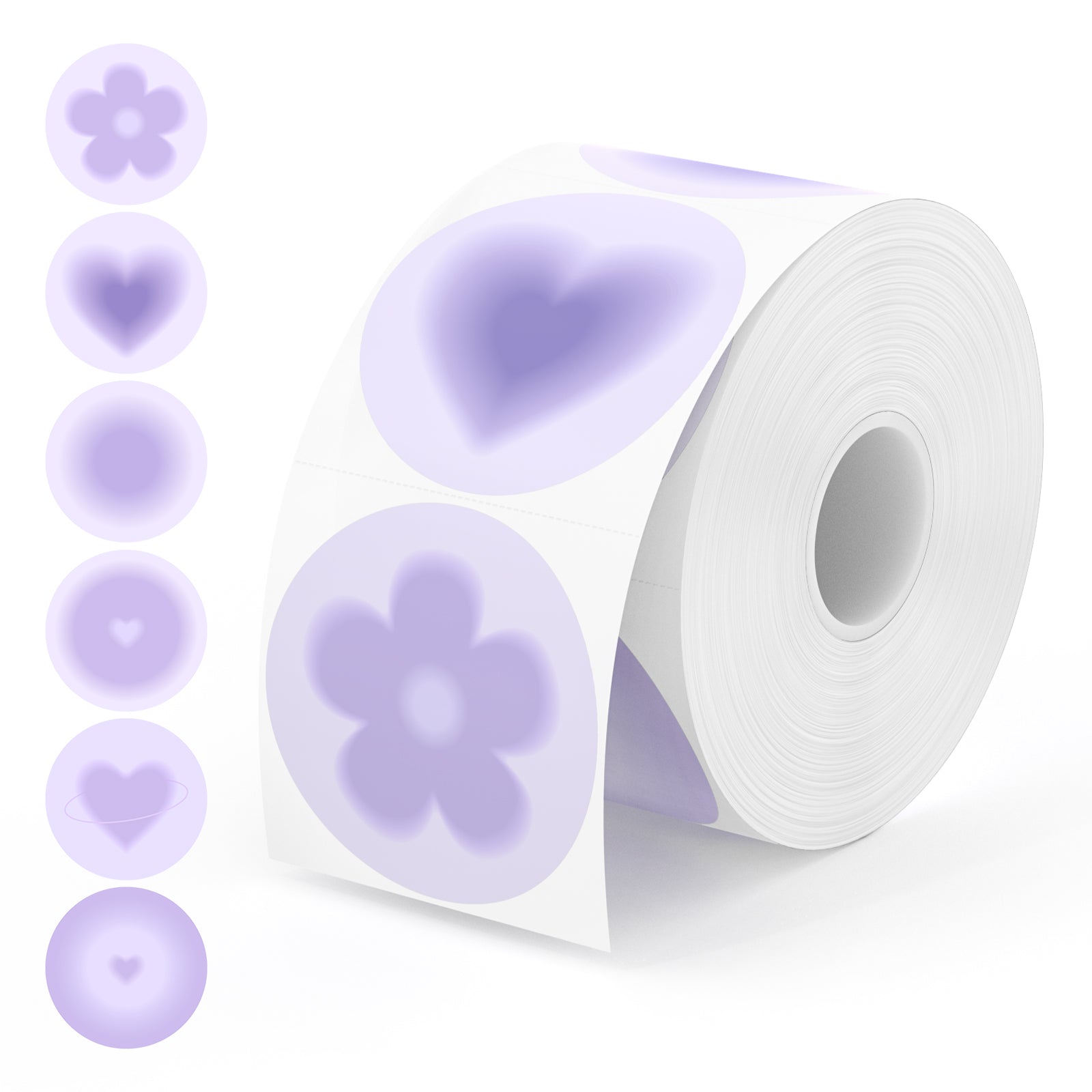 Each roll features six charming purple patterns, giving you a variety of options .