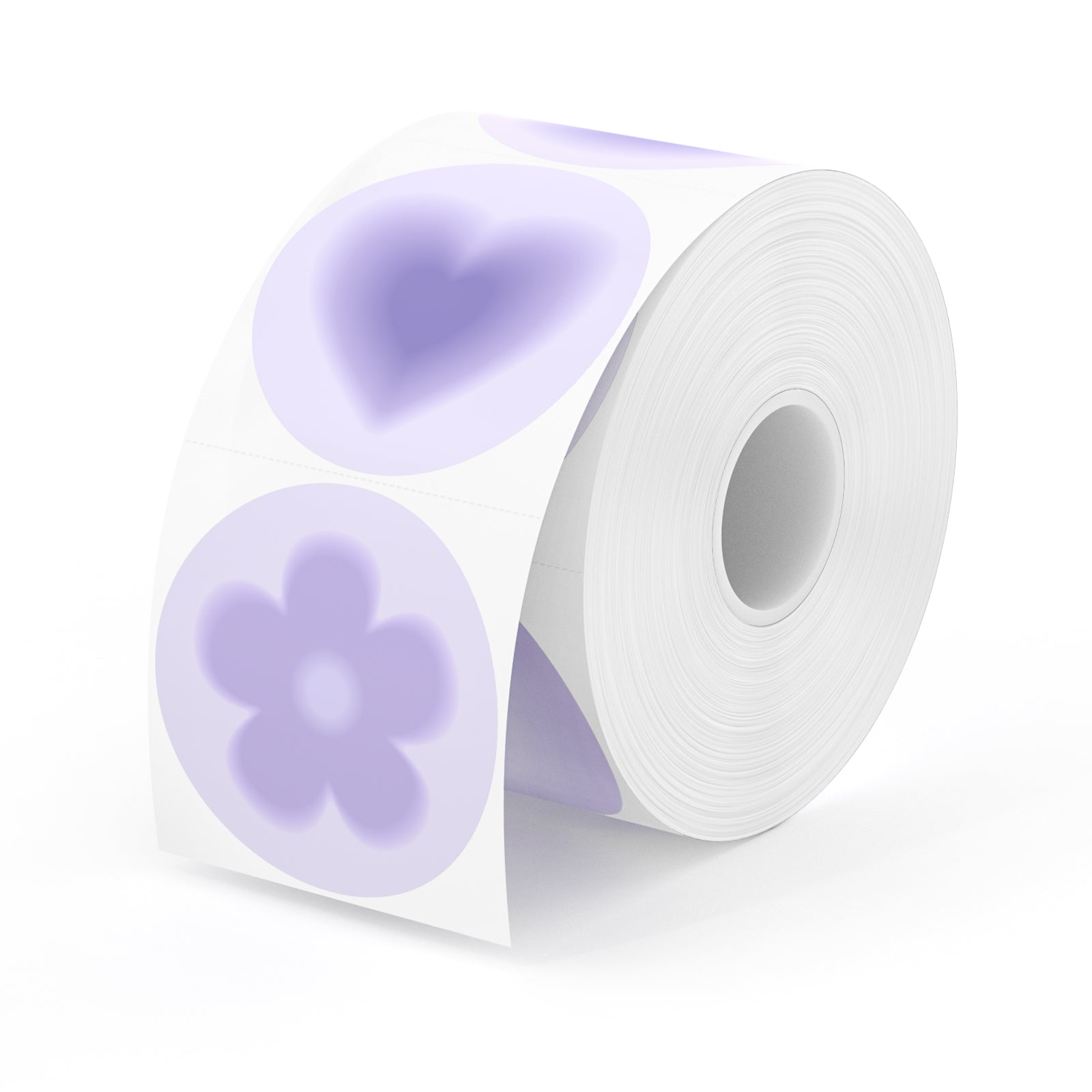 Elevate your labeling game with MUNBYN's 6-in-1 Purple Decorative Round Label Rolls, where each roll has six charming purple patterns.