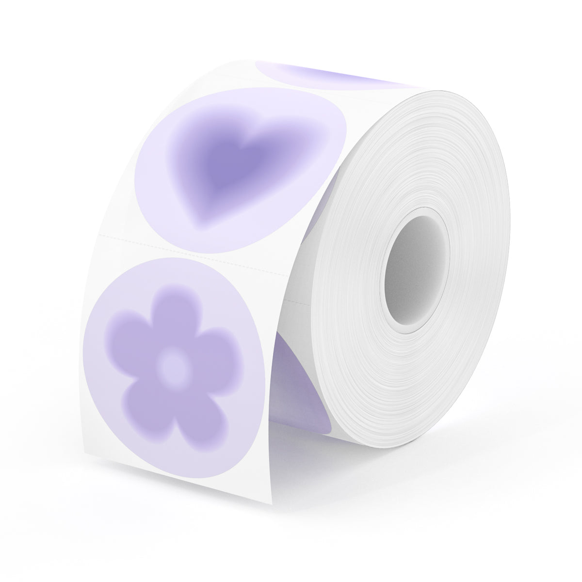 Elevate your labeling game with MUNBYN's 6-in-1 Purple Decorative Round Label Rolls, where each roll has six charming purple patterns.