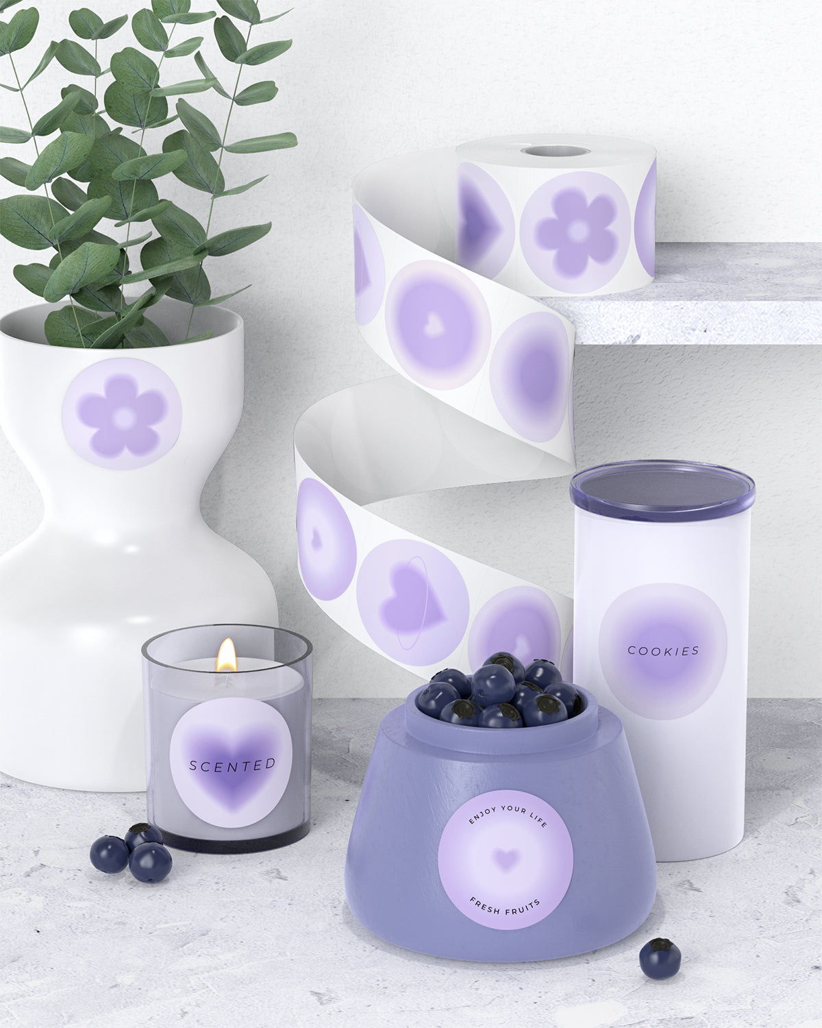 With their multipurpose design, these labels double as decorative stickers that can imbue any item with a splash of purple elegance.