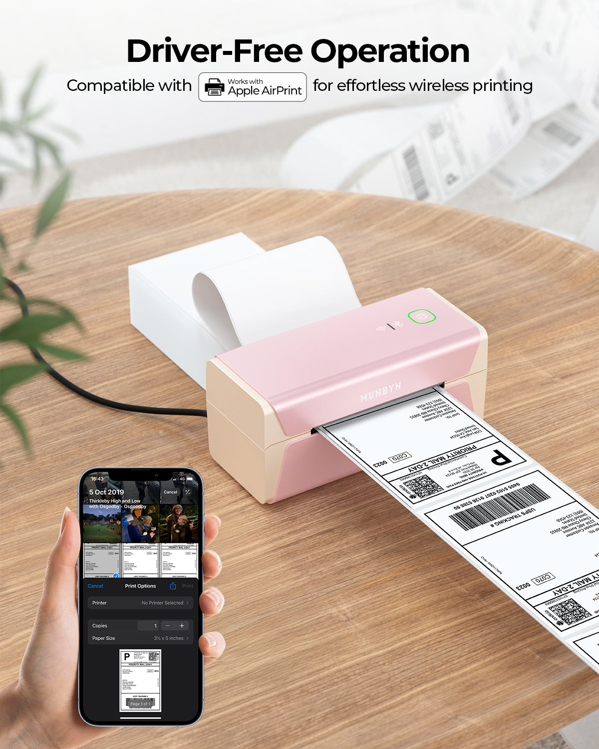 MUNBYN RealWriter 401AP AirPrint Wireless Thermal Label Printer 300DPI