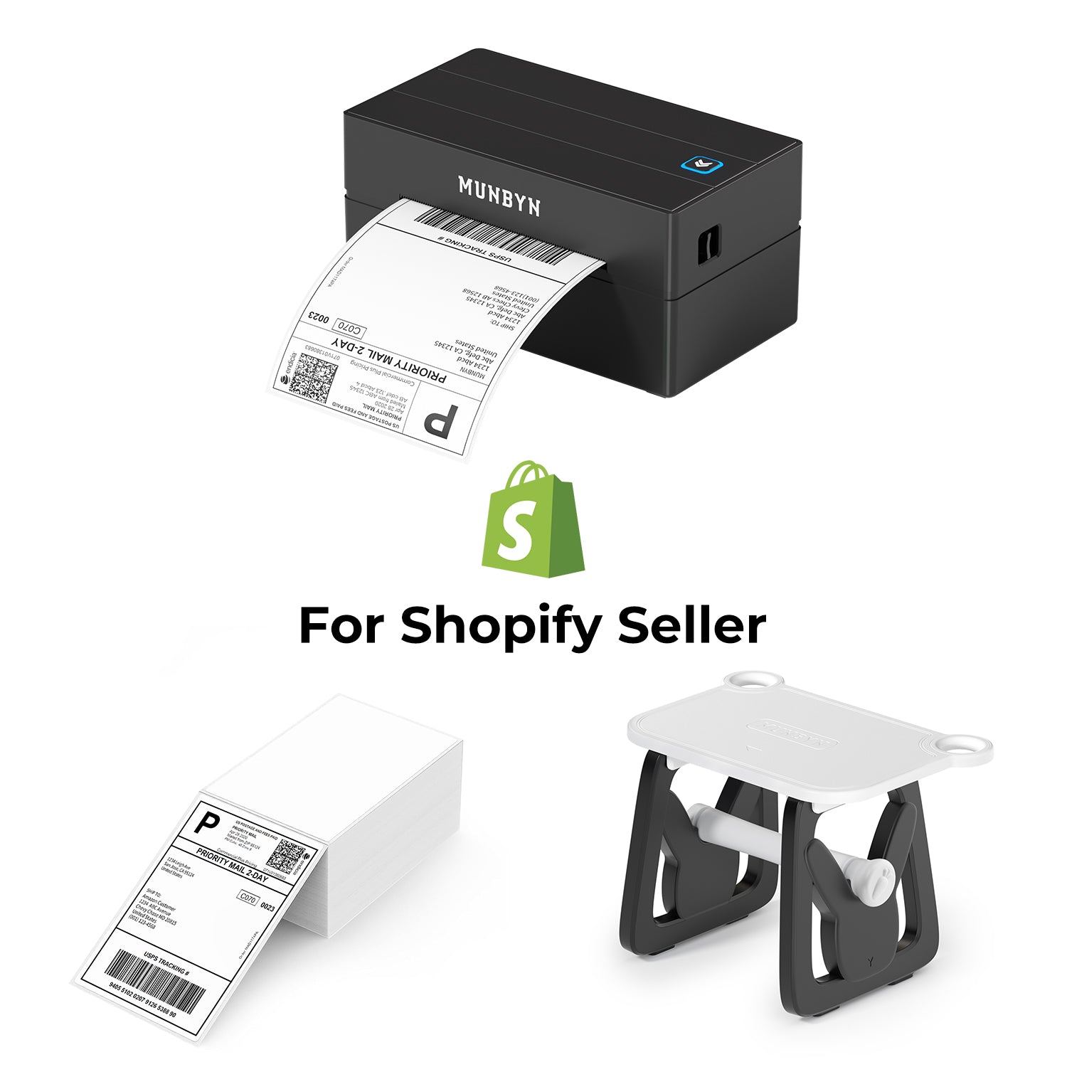 MUNBYN RealWriter 130B Printer & 4x6 Labels Shopify Shipping Classic Kit