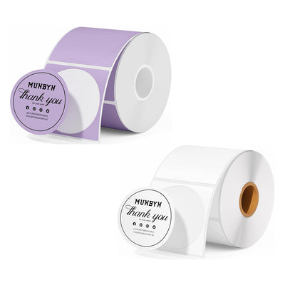 MUNBYN 2" Circle Thermal Label Bundles for Product, Logo and Multi-Purpose Stickers (750/Roll)