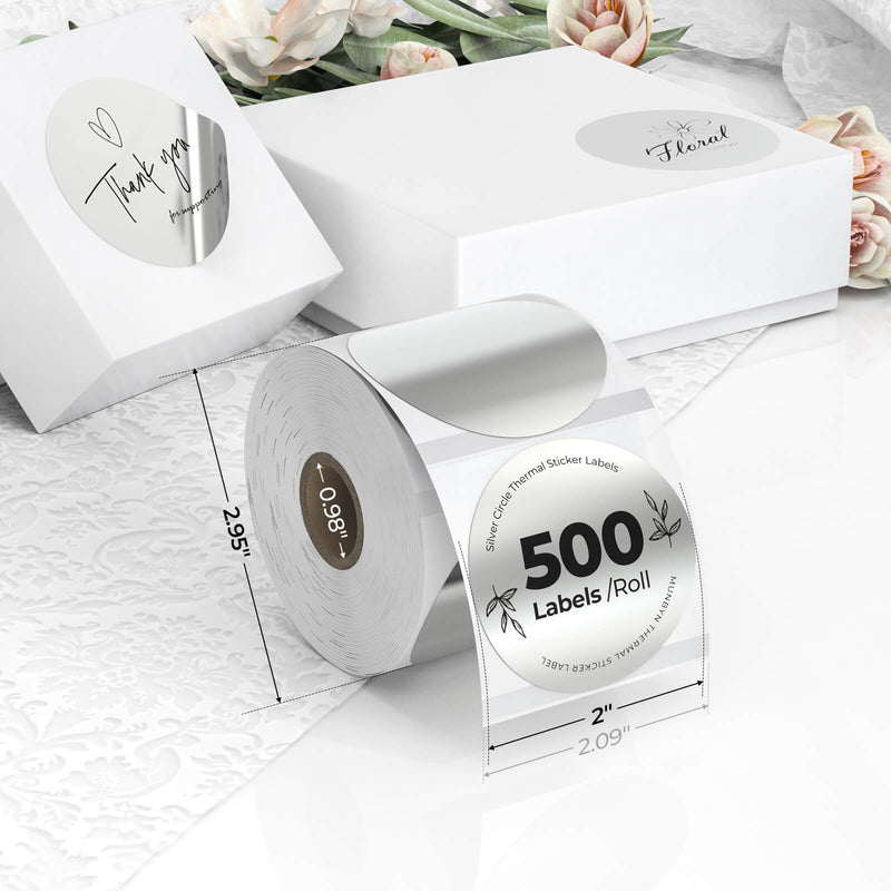 Munbyn gloss silver round thermal labels