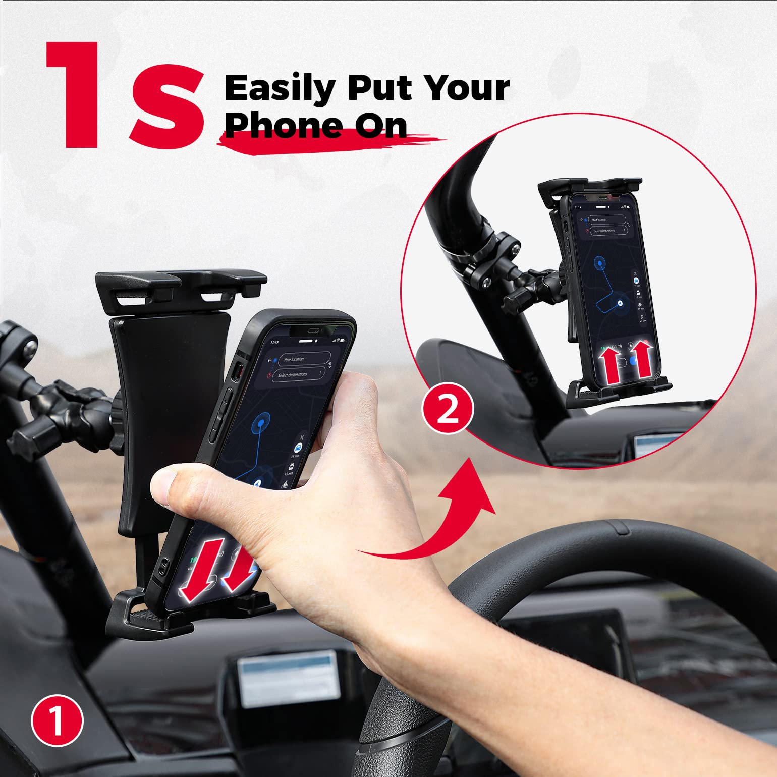 Phone Holder 720° Adjustable 4.7"-13" Clamps