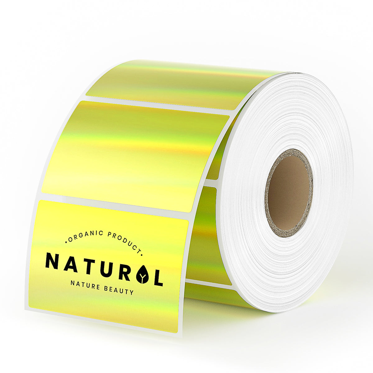 Elevate your products with MUNBYN's gold holographic rectangle thermal labels.