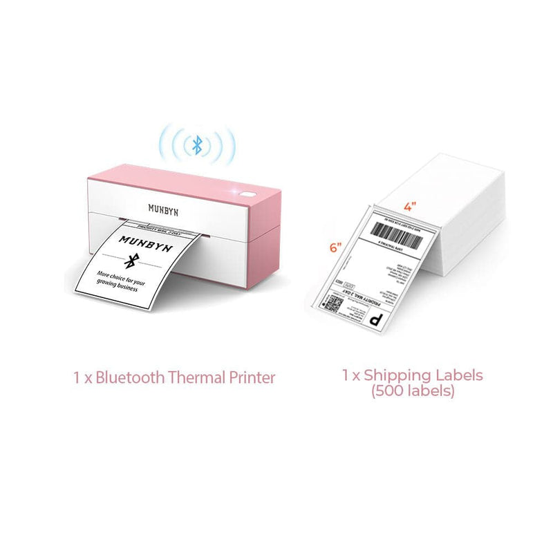 4"x6" Bluetooth Label Printer ITPP129 Starter Kit Pink |
