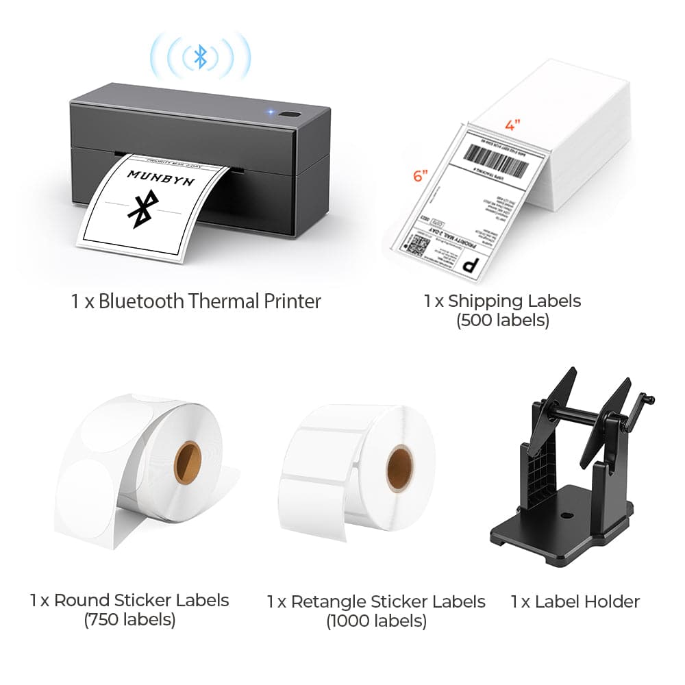 MUNBYN Imprimante Etiquette Thermique Bluetooth 4x6 pouce