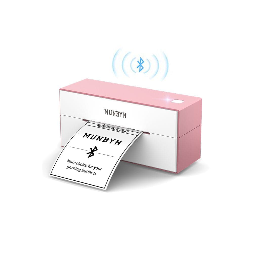 pink thermal label printer, thermal shipping label printer, pink wireless shipping label printer, pink Bluetooth label printer itpp129