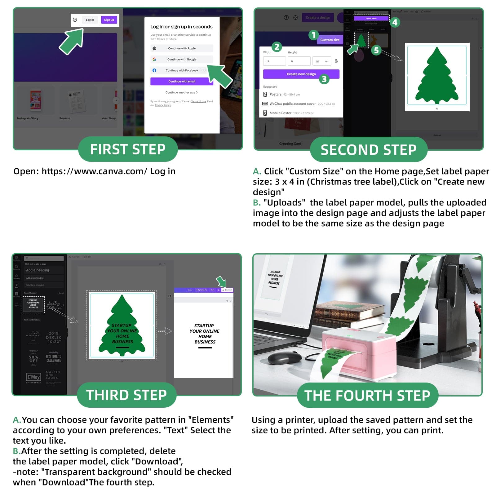 The steps to print tree-shaped thermal labels are easy.