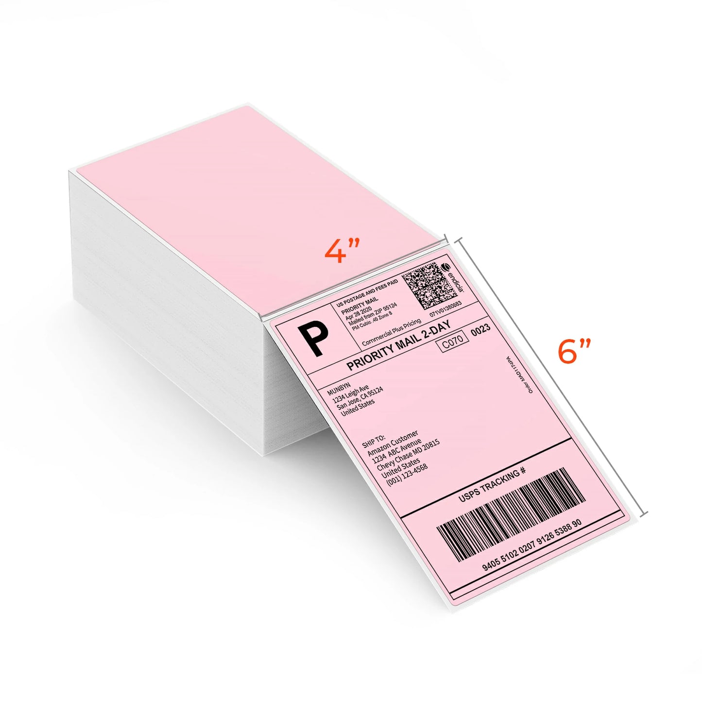 Pink 4" x 6" Direct Thermal Shipping Labels | MUNBYN