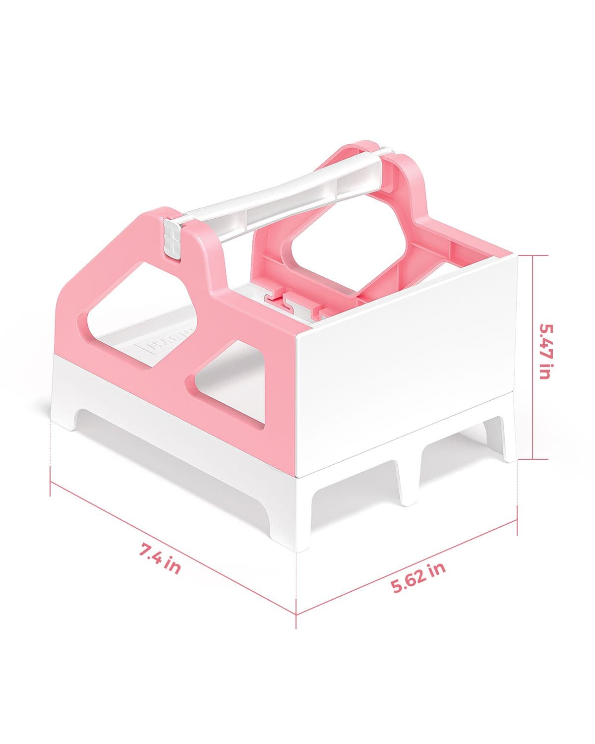 MUNBYN pink and white plastic label roll holder is 5.62