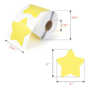 MUNBYN star-shaped thermal labels are three inches long and wide.