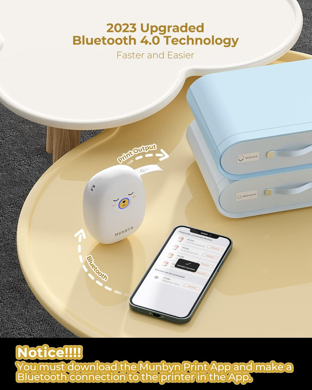 Portable Bluetooth Bear Label Maker MUNBYN® Printer